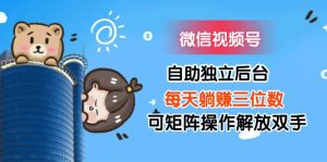 (11910期)微信视频号自助独立后台每天躺赚三位数可矩阵操作解放双手-万象聊项目