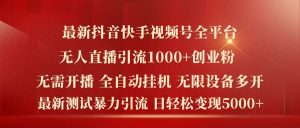 最新抖音快手视频号全平台无人直播引流1000+精准创业粉,日轻松变现5k+【揭秘】-万象聊项目