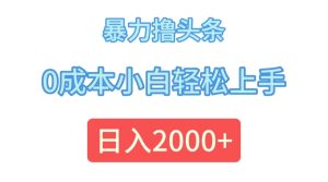 (12068期)暴力撸头条,0成本小白轻松上手,日入2000+-万象聊项目