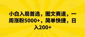 小白入局首选,图文赛道,一周涨粉5000+,简单快捷,日入200+-万象聊项目