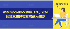 小说推文实操改爆款开头,让你的推文视频更容易成为爆款-万象聊项目
