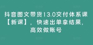 抖音图文带货13.0交付体系课【新课】,快速出单拿结果,高效做账号-万象聊项目