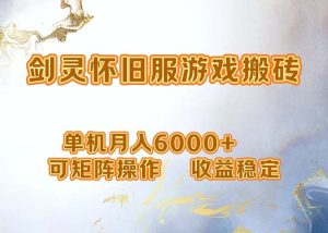 (12471期)网游剑灵打金搬砖,单机月入6000+,可矩阵操作,收益稳定。-万象聊项目