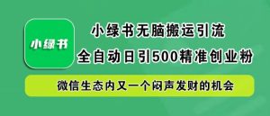 小绿书无脑搬运引流，全自动日引500精准创业粉，微信生态内又一个闷声发财的机会【揭秘】-万象聊项目