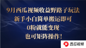 西瓜视频收益野路子玩法,新手小白简单搬运即可,0粉就能变现,也可矩…-万象聊项目