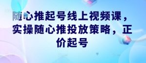 随心推起号线上视频课,实操随心推投放策略,正价起号-万象聊项目