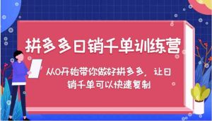 拼多多日销千单训练营,从0开始带你做好拼多多,让日销千单可以快速复制-万象聊项目