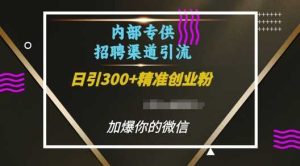 内部招聘渠道日引流300+创业粉,加爆你的微信【揭秘】-万象聊项目
