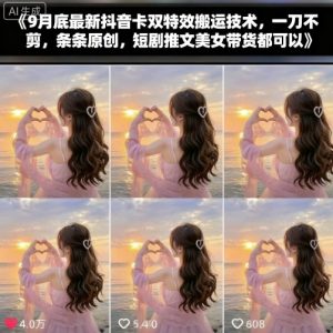 9月底最新抖音卡双特效搬运技术,一刀不剪,条条原创,短剧推文美女带货都可以-万象聊项目
