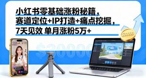 小红书零基础涨粉秘籍,赛道定位+IP打造+痛点挖掘,7天见效 单月涨粉5万+-万象聊项目