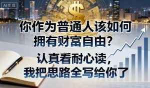 付费文章：你作为普通人该如何拥有财富自由？认真看耐心读，我把思路全写给你了-万象聊项目