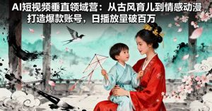 AI短视频垂直领域营：从古风育儿到情感动漫，打造爆款账号,日播放量破百万-万象聊项目