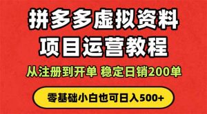 拼多多开店运营课程： 蓝海变现玩法，轻松实现睡后收入 零基础小白也可…-万象聊项目