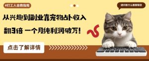 从兴趣到副业靠宠物占卜收入翻3倍一个月纯利润破W-万象聊项目