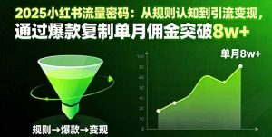 2025小红书流量密码：从规则认知到引流变现，通过爆款复制单月佣金突破8w+-万象聊项目
