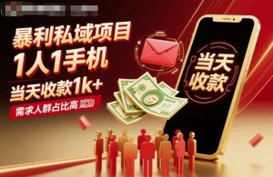 暴利私域项目1人1手机,当天收款1k+,需求人群占比高,当天就能见到钱-万象聊项目