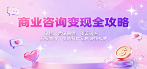 商业咨询变现全攻略：销售、营销思维，引流锁客，海报制作，快速打造私域赚钱模式-万象聊项目