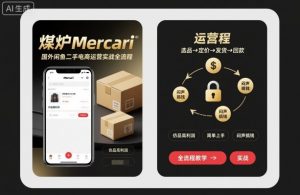 煤炉Mercari国外闲鱼二手电商运营实战全流程，仿品高利润，简单上手，闷声搞钱-万象聊项目