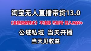 淘宝无人直播13.0,公域私域技术,不封号,不违规布局下半年旺季赛道,日入1K+(独家技术)【揭秘】-万象聊项目