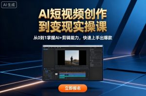AI短视频创作到变现实操课,从0到1掌握AI+剪辑能力,快速上手出爆款(更新10月)-万象聊项目