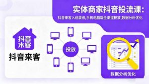 实体商家抖音投流课:抖音来客入驻装修,手机电脑端全渠道投放,数据分析优化-万象聊项目