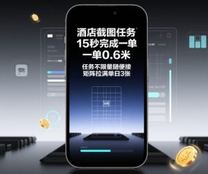 酒店截图任务,15秒完成一单,一单0.6米,任务不限量随便接,矩阵拉满单日3张【揭秘】-万象聊项目