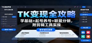 TK变现全攻略：学基础+起号养号+联盟分销，附剪辑工具实操-万象聊项目