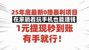 25年底最新0撸暴利项目，在家躺着玩手机也能赚钱，1元提现秒到账，有手…-万象聊项目
