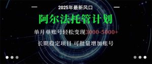 阿尔法托管计划 单账号月入3000-5000,长期稳定项目,新手小白轻松上手。-万象聊项目