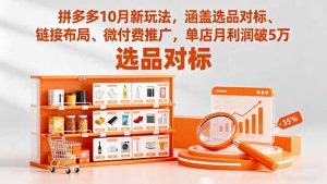 拼多多10月新玩法,涵盖选品对标、链接布局、微付费推广,单店月利润破5万-万象聊项目