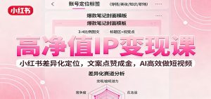 高净值IP变现课:小红书差异化定位,文案点赞成金, AI高效做短视频-万象聊项目