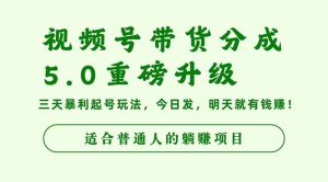 视频号带货分成5.0重磅升级,三天暴利起号玩法,今日发,明天就有钱赚…-万象聊项目
