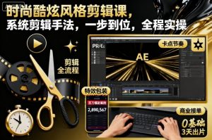 时尚酷炫风格剪辑课,系统剪辑手法,一步到位,全程实操-万象聊项目