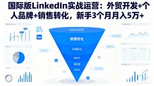 国际版LinkedIn实战运营:外贸开发+个人品牌+销售转化,新手3个月月入5万+-万象聊项目