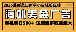 2025最新风口 海外美金广告 单机单日500+ 可无限放大 设备越多收益越大 轻松上手-万象聊项目