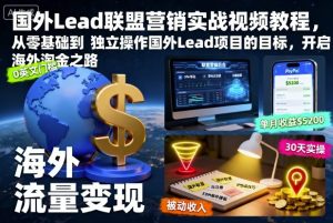 国外Lead联盟营销实战视频教程,从零基础到独立操作国外Lead项目的目标,开启海外淘金之路-万象聊项目