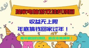 独家电脑游戏挂G项目,常年稳定,收益无上限,年底搞钱回家过年【揭秘】-万象聊项目