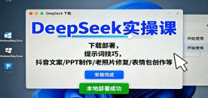 DeepSeek实操课:下载部署,提示词技巧,抖音文案/PPT制作/老照片修复/表情包创作等-万象聊项目