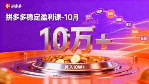 拼多多稳定盈利课-10月,强付费SOP+微付费高投产+活动矩阵,单店月入10万+-万象聊项目