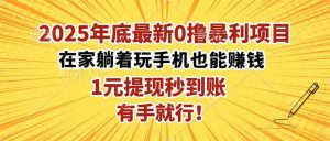 2025年底最新0撸暴利项目，在家也能躺赚，1元秒提现，有手就行！-万象聊项目