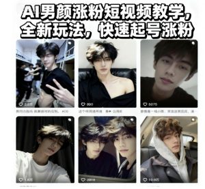 AI男颜涨粉短视频教学，全新玩法，快速起号涨粉-万象聊项目