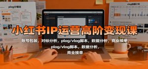 小红书IP运营高阶变现课：账号包装，对标分析，plog/vlog脚本，数据分析，商业接单-万象聊项目