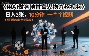 用AI做各地首富人物介绍视频，日入3张，10分钟一个视频-万象聊项目