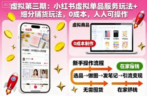 虚拟第三期:小红书虚拟单品服务玩法+细分铺货玩法,0成本,人人可操作(更新)-万象聊项目