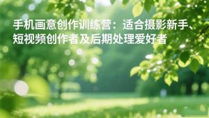 手机摄影之画意创作训练营：适合摄影新手、短视频创作者及后期处理爱好者-万象聊项目