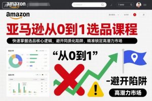 亚马逊从0到1选品课程，快速掌握选品核心逻辑，避开同质化陷阱，精准锁定高潜力市场-万象聊项目