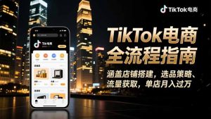 TikTok电商全流程指南，涵盖店铺搭建、选品策略、流量获取，单店月入过万-万象聊项目