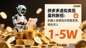 拼多多虚拟类目盈利新招：机器人全程包办回复发货，轻松月入 1-5W-万象聊项目