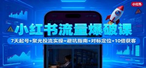 小红书流量爆破课:7天起号+聚光投流实操+避坑指南+对标定位+10倍获客-万象聊项目