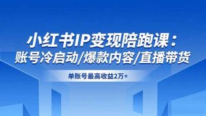 小红书IP变现陪跑课：账号冷启动/爆款内容/直播带货，单账号最高收益2万+-万象聊项目
